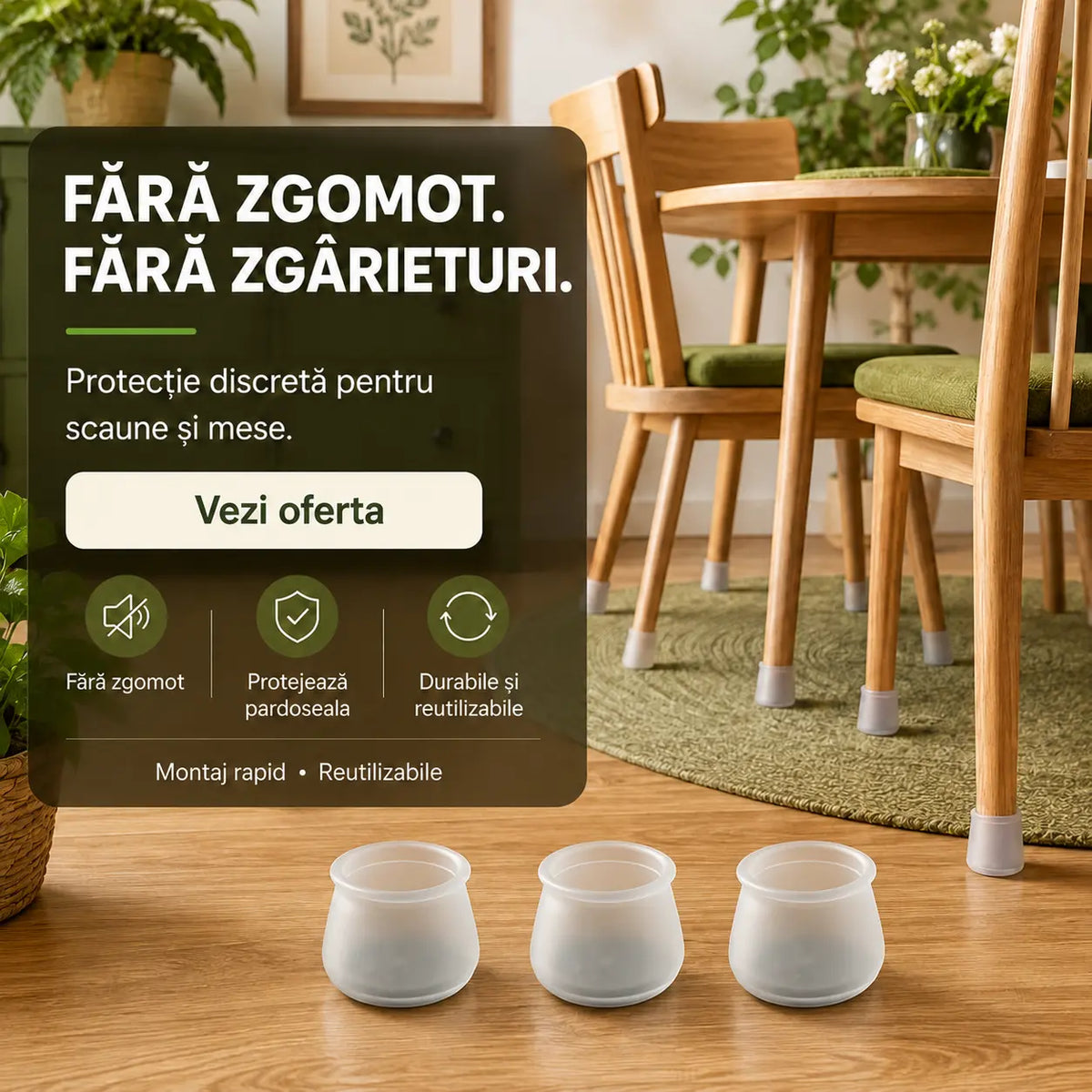 Protectii din silicon pentru picioarele mobilierului